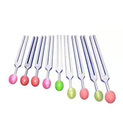 KASHSURG acred Solfeggio 9Pc Tuning Forks with Colored Rubber Balls Activator Pouch - Blessings Miracles Awakening Liberation