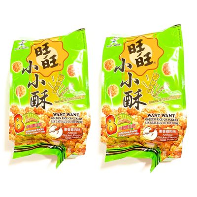 2 Pack Want Want Golden Rice Crackers (Artificial Chicken Flavour)160g Each 