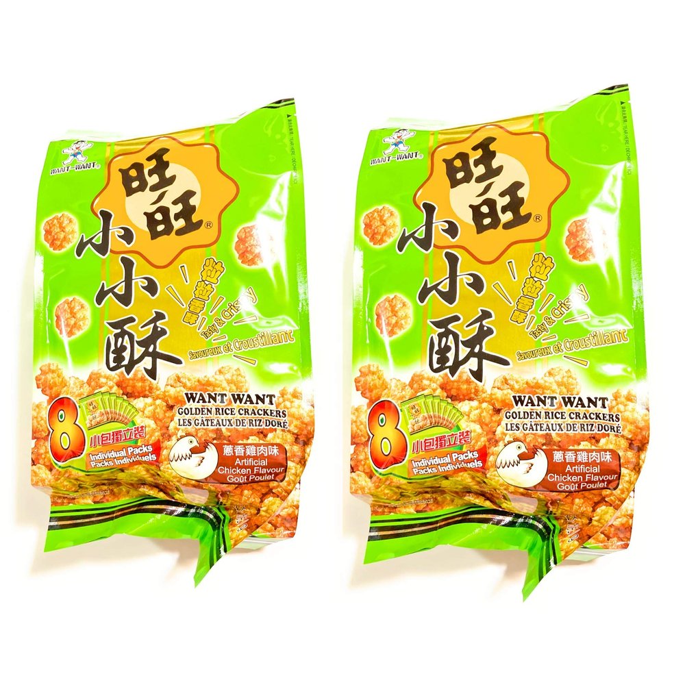 2 Pack Want Want Golden Rice Crackers (Artificial Chicken Flavour)160g Each 