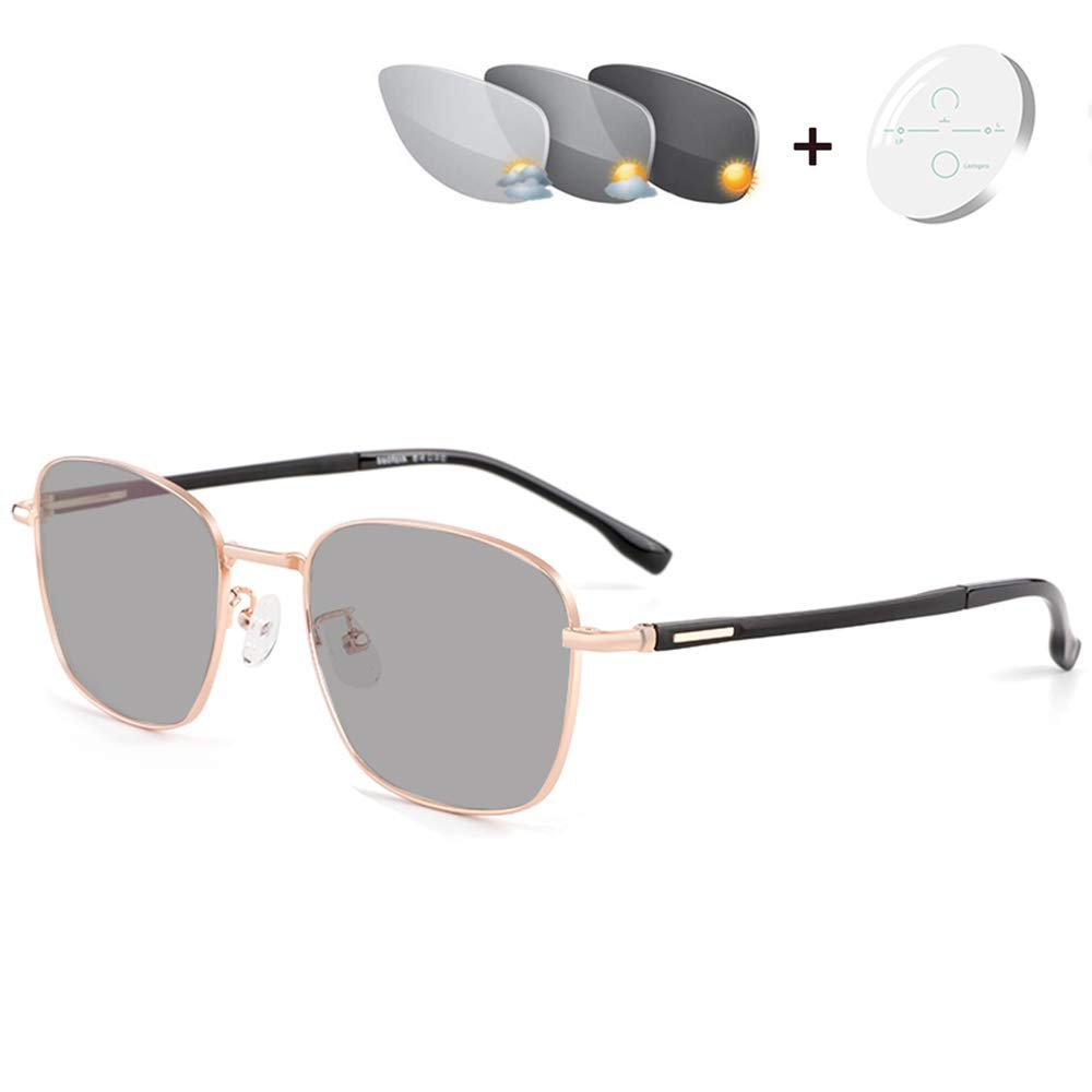 CAOXN Polarized Progressive Reading Glasses Photochromic Sunglasses,Gold,+3.00