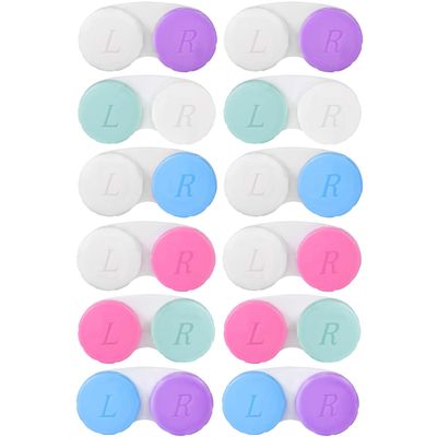 KISEER 12 Pack Colorful Cute Contact Lens Case Bulk Box Holder Container Soak Storage Kit (6 Color)