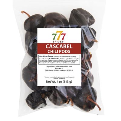 4oz Cascabel Dried Whole Chile Seco Peppers, Chili Pods for Authentic Mexican Food, Heat-Sealed Resealable Bag by 777Spices