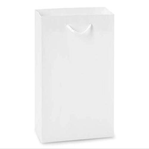 100 PK, White Kraft Gift Bags, Cub 8 x 4 x 10" for Party, Holiday & Events