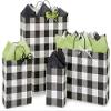 125 PK, Buffalo Plaid Black Paper Shopping Bag Assortment for Party, Holiday & Events, Made in USA view 1