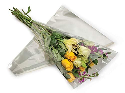 50 PK, Clear Bouquet Sleeves, 3 x 16 x 10" for Floral Bouquets Wraping, Made in USA