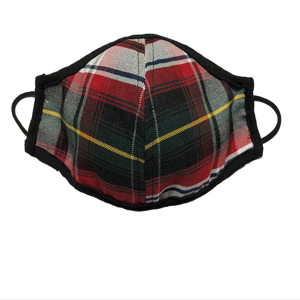Amelia 2-Layers School Uniform Plaid Fabric Face Mask-Fashion-Washable-Reuseable-Anti-Dust-Sun Protection-Made in USA (Adult, Linus-Plaid 2A)
