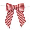 24 PK, 3" Metallic Red Pre-Tied Stripes Grosgrain Gift Bows for Gift Or Cello Bag Packaging view 1