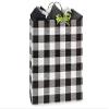200 PK, Buffalo Plaid Black Paper Shopping Bags, Queen 16 x 6 x 19" for Party, Holiday & Events, Made in USA view 1
