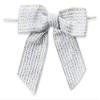 24 PK, 3" Metallic Silver Pre-Tied Stripes Grosgrain Gift Bows for Gift Or Cello Bag Packaging view 1