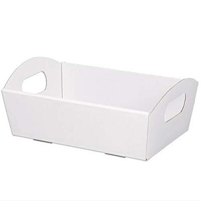 6 PK, White Large Shallow Folding Market Tray for Use As Gourmet Gift Baskets, Food Baskets Or Home Decor Decorative Accessory