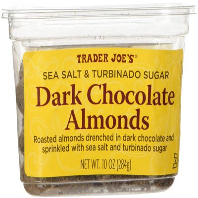 Trader Joe's Sea Salt & Turbinado Sugar Dark Chocolate Almonds 10 oz, Set of 4