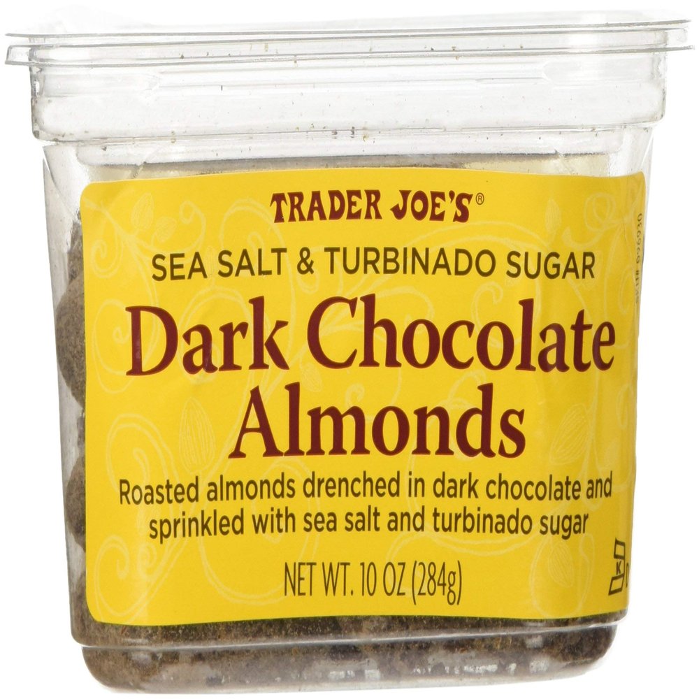 Trader Joe's Sea Salt & Turbinado Sugar Dark Chocolate Almonds 10 oz, Set of 4