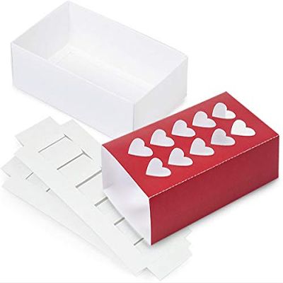 10 PK, Red Heart Macaron Cookie Box Set, 8.25 x 5 x 2" for Events, Birthday Parties to Upscale Events