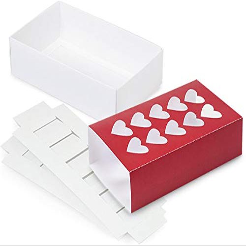 10 PK, Red Heart Macaron Cookie Box Set, 8.25 x 5 x 2" for Events, Birthday Parties to Upscale Events
