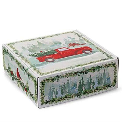 6 PK, Christmas Red Truck Gourmet Shipping Boxes, 12 x 12 x 3" for Party, Holiday & Events