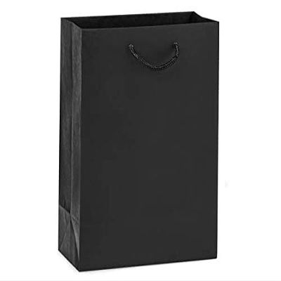 100 PK, Black Kraft Gift Bags, Cub 8 x 4 x 10" for Party, Holiday & Events