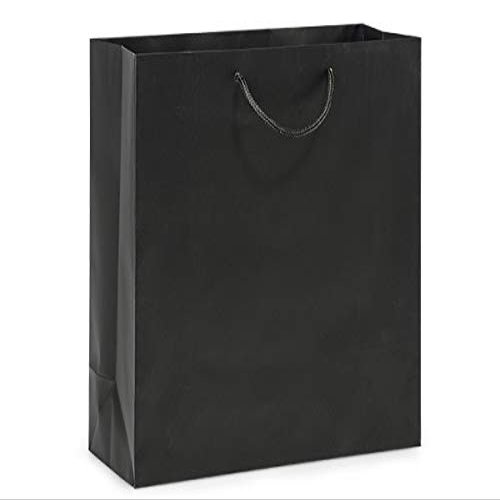 100 PK, Black Matte Gift Bags, Filly 12 x 5 x 12" for Holiday & Events
