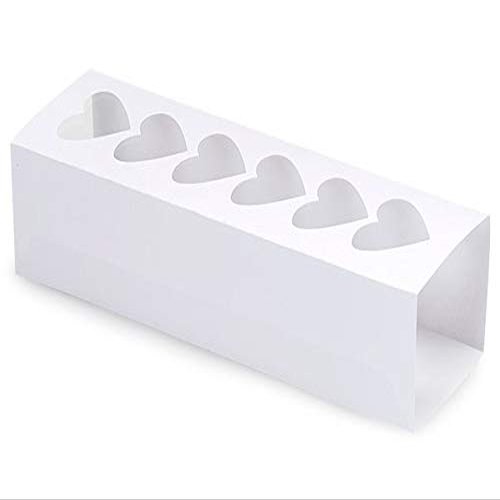 100 PK, White Macaron & Cookie Sleeve with Heart Window, 8.25 x 2.5 x 2" for Events, Birthday Parties, Upscale Events, Made in USA