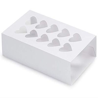 100 PK, White Macaron & Cookie Sleeve with Heart Window, 8.25 x 5 x 2" for Events, Birthday Parties, Upscale Events, Made in USA