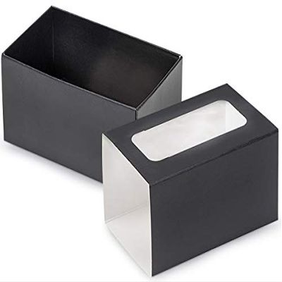 10 PK, Black Macaron Cookie Box Set, 3.75 x 2.5 x 2" for Events, Birthday Parties, Upscale Events