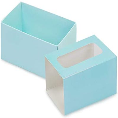 10 PK, Aqua Macaron Cookie Box Set, 3.75 x 2.5 x 2" for Events, Birthday Parties, Upscale Events