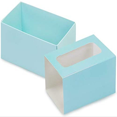 10 PK, Aqua Macaron Cookie Box Set, 3.75 x 2.5 x 2" for Events, Birthday Parties, Upscale Events