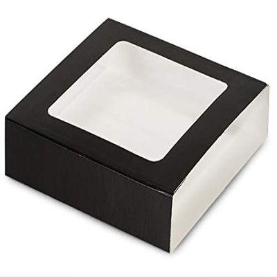 100 PK, Black Slide Open Candy Box Sleeve, 5.75 x 5.75 x 1" for Sweet Desserts, Made in USA