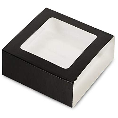 100 PK, Black Slide Open Candy Box Sleeve, 5.75 x 5.75 x 1" for Sweet Desserts, Made in USA