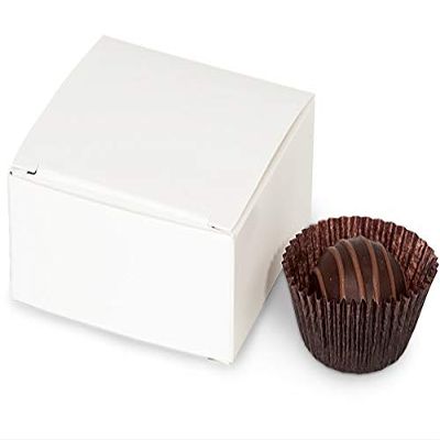 50 PK, White Candy Truffle Boxes 2-5/8 x 2-3/4 x 1-1/4" Holds 4 for Wedding Favors, & Basket Fillers, Made in USA