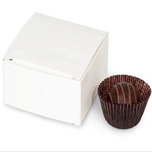50 PK, White Candy Truffle Boxes 2-5/8 x 2-3/4 x 1-1/4" Holds 4 for Wedding Favors, & Basket Fillers, Made in USA