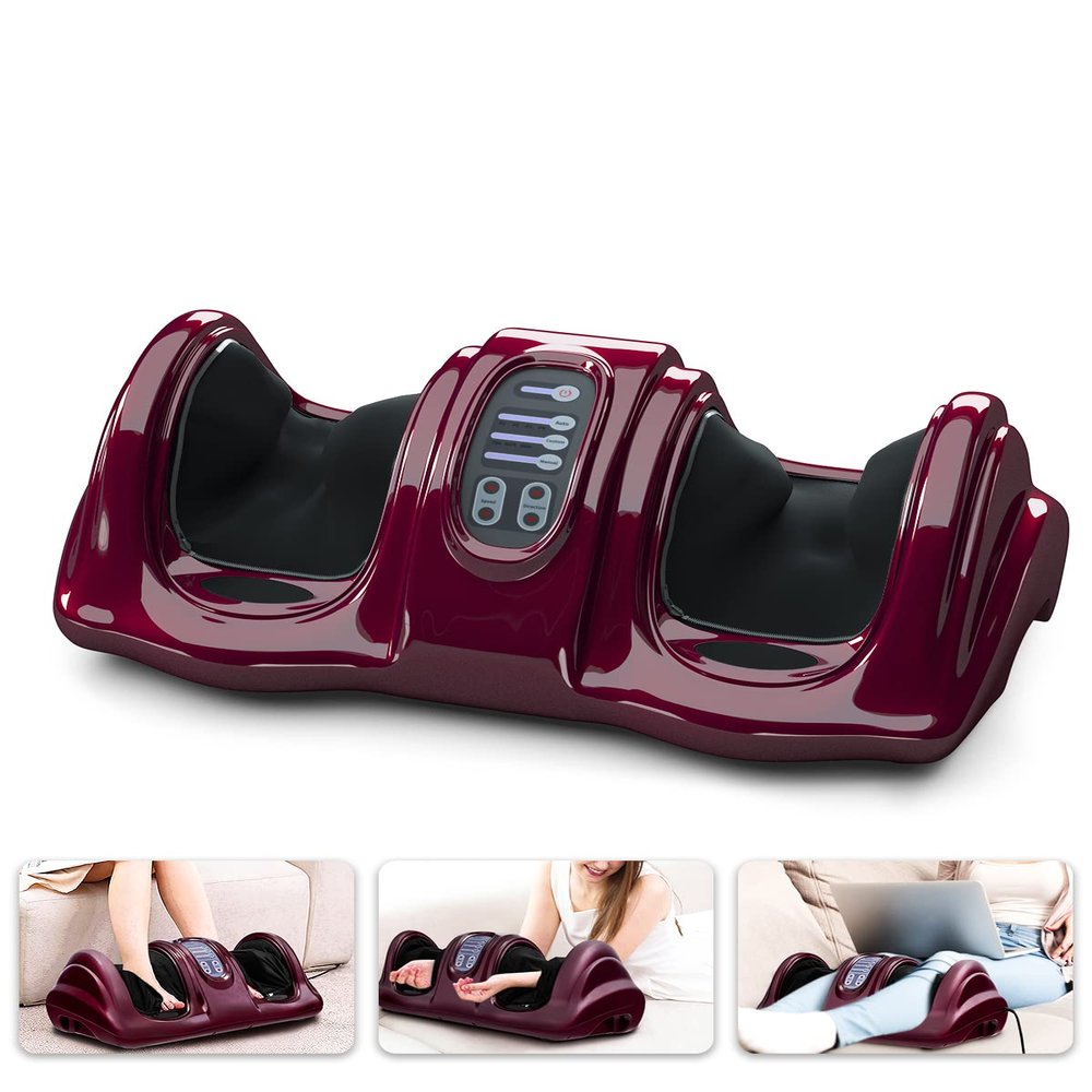 ARLIME Shiatsu Foot Massager with Remote, 4 Modes Deep Kneading Rolling, Leg Ankle & Calf and Feet Massage for Neuropathy, Pain Relief, Plantar Fasciitis, Blood Circulation, Burgundy