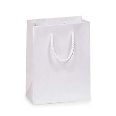 100 PK, White Matte Gift Bags, Petite 4 x 2.5 x 4" for Holiday & Events