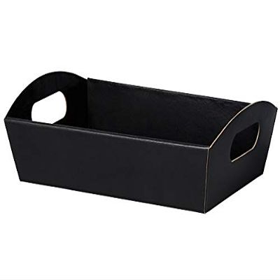 6 PK, Black Large Shallow Folding Market Tray for Use As Gourmet Gift Baskets, Food Baskets Or Home Decor Decorative Accessory