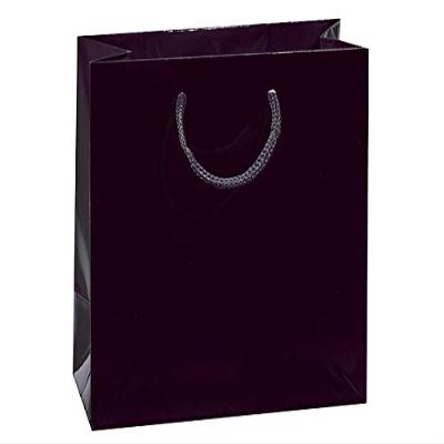 100 PK, Black Gloss Gift Bags, Petite 4 x 2.5 x 4" for Party, Holiday & Event