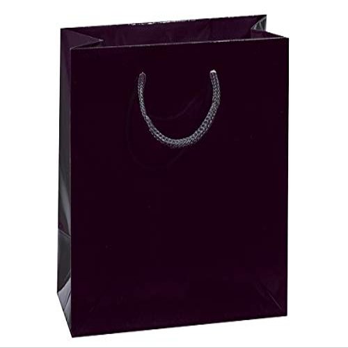 100 PK, Black Gloss Gift Bags, Petite 4 x 2.5 x 4" for Party, Holiday & Event