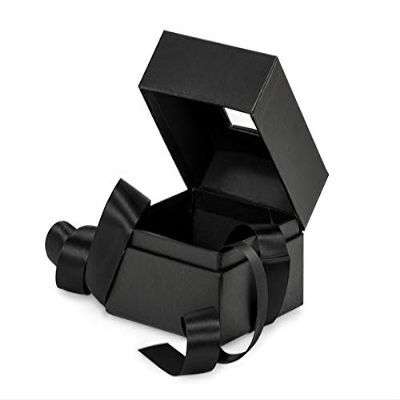 18 PK, Black Window Box with Ribbon, 3.75 x 3.75 x 3" for Party, Holiday & Events