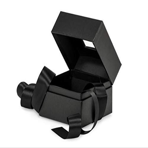 18 PK, Black Window Box with Ribbon, 3.75 x 3.75 x 3" for Party, Holiday & Events