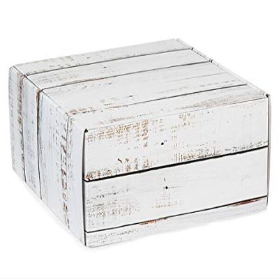 6 PK, Distressed Wood Gourmet Shipping Boxes, 9 x 9 x 4" for Party, Holiday & Events