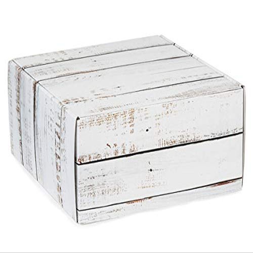 6 PK, Distressed Wood Gourmet Shipping Boxes, 9 x 9 x 4" for Party, Holiday & Events