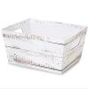 3 PK, Distressed White Wood X-Large Wide Base Trays for Use As Gourmet Gift Baskets, Food Baskets Or Home Decor Decorative Accessory view 1