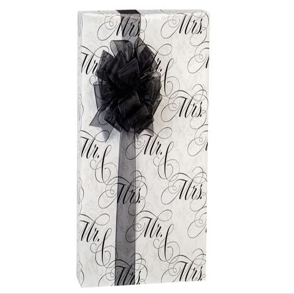 Nas Pack of 1, Newlyweds Gift Wrap, 24" x 417' For Wedding, Party, Holiday & Events, Made In USA