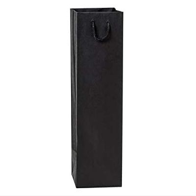 100 PK, Black Kraft Gift Bags, Wine 4.5 x 4.5 x 13" for Party, Holiday & Events