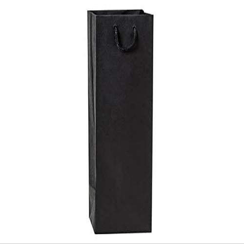 100 PK, Black Kraft Gift Bags, Wine 4.5 x 4.5 x 13" for Party, Holiday & Events