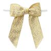 24 PK, 3" Metallic Gold Pre-Tied Stripes Grosgrain Gift Bows for Gift Or Cello Bag Packaging view 1