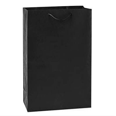 10 PK, Black Kraft Gift Bags, Queen 16 x 6 x 19" for Party, Holiday & Events