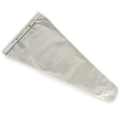 50 PK, Clear Bottom Sealed Bouquet Sleeve, 4 x 24 x 14" for Floral Bouquets Wraping, Made in USA