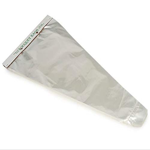 50 PK, Clear Bottom Sealed Bouquet Sleeve, 4 x 24 x 14" for Floral Bouquets Wraping, Made in USA