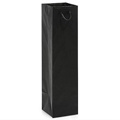 100 PK, Black Matte Gift Bags, Wine 4.5 x 4.5 x 13" for Holiday & Events