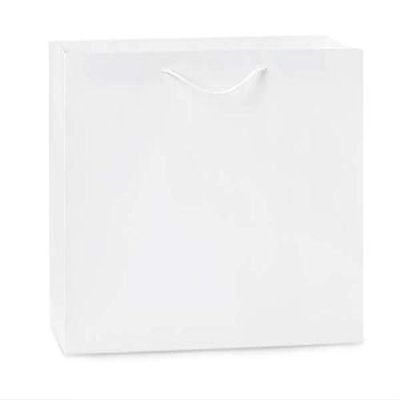 100 PK, White Kraft Gift Bags, Vogue 16 x 6 x 12" for Party, Holiday & Events