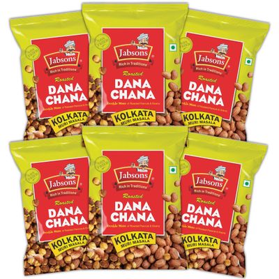 Jabsons Roasted Chickpeas, Dana Chana, 180g (Pack of 6)